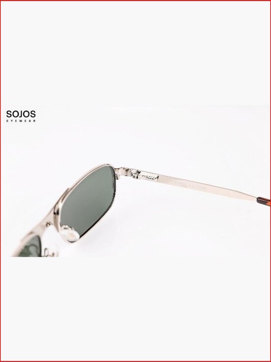 Retro Rectangle Polarized Sunglasses with Metal Frame